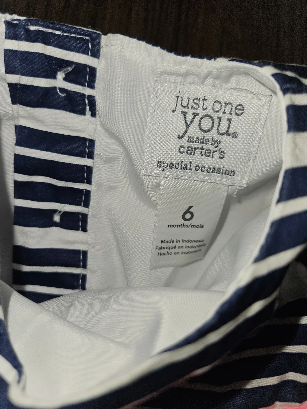 Carter's Navy and White Striped Dress with Pink Waistband